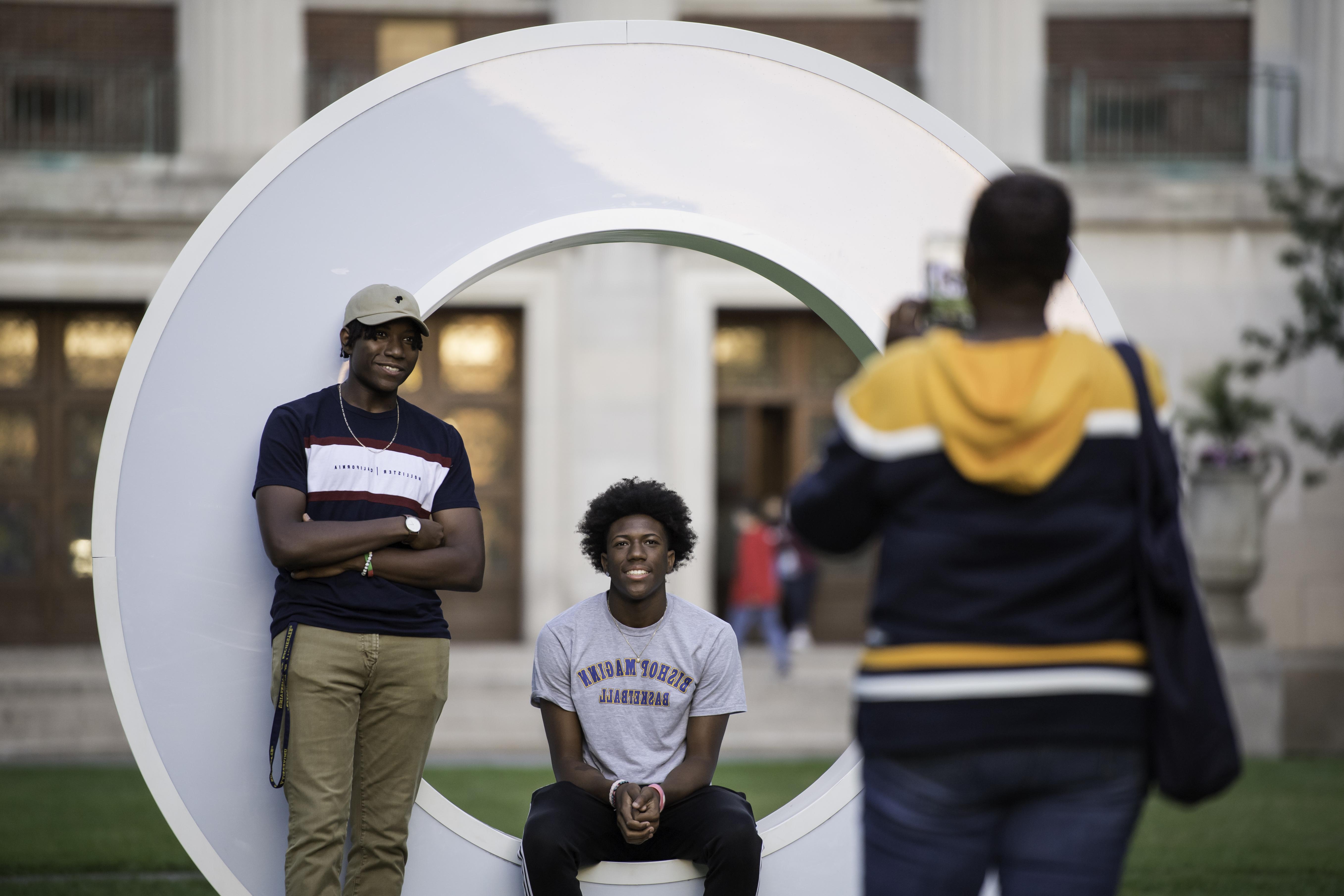 Family photo on campus